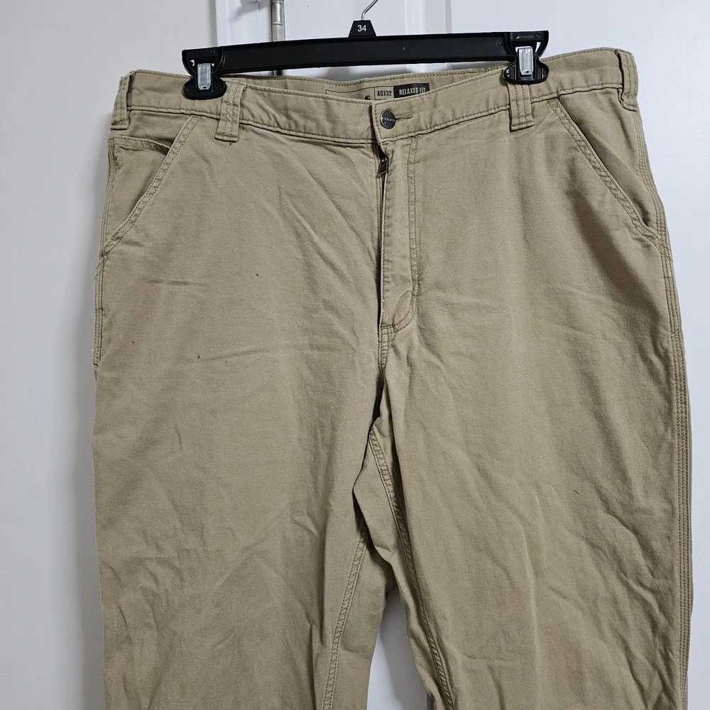 Carhartt Work Pant Mens 40x32 Tan Rugged Flex Relaxed Fit Canvas Outdoor Blemish
